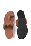 Tan Brown Cruelty free Leather inspired Kolhapuri with multiple braidings