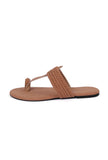 Tan Brown Cruelty free Leather inspired Kolhapuri with multiple braidings
