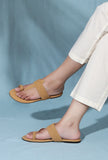 Camel Brown Cruelty free Leather inspired Kolhapuri with multiple braidings