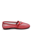 Red Scarlet Mesh Mary Jane Flats With An Adjustable Buckle