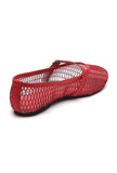 Red Scarlet Mesh Mary Jane Flats With An Adjustable Buckle