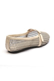 Beige Mesh Mary Jane Ballet Flats With An Adjustable Buckle