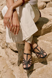Midnight Cross-Strap Comfort Low Block Heel Sandals