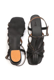 Midnight Cross-Strap Comfort Low Block Heel Sandals