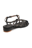 Midnight Cross-Strap Comfort Low Block Heel Sandals