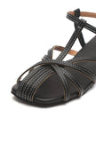Midnight Cross-Strap Comfort Low Block Heel Sandals