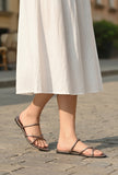 Luna Metallic Strap Flat Sandals