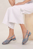 Blue Multi-Strap Knotted Slingback Flat Sandals