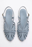 Blue Multi-Strap Knotted Slingback Flat Sandals