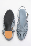 Blue Multi-Strap Knotted Slingback Flat Sandals