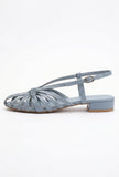 Blue Multi-Strap Knotted Slingback Flat Sandals