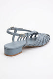Blue Multi-Strap Knotted Slingback Flat Sandals