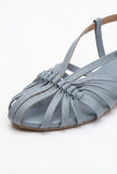 Blue Multi-Strap Knotted Slingback Flat Sandals