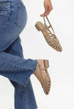Camel Multi-Strap Knotted Slingback Flat Sandals