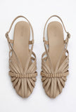 Camel Multi-Strap Knotted Slingback Flat Sandals