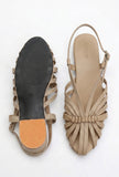 Camel Multi-Strap Knotted Slingback Flat Sandals