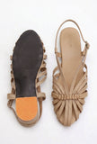 Tjori Camel Multi-Strap Knotted Slingback Flat Sandals