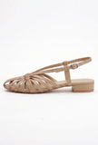 Tjori Camel Multi-Strap Knotted Slingback Flat Sandals