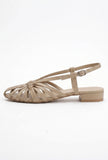 Camel Multi-Strap Knotted Slingback Flat Sandals