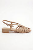 Tjori Camel Multi-Strap Knotted Slingback Flat Sandals