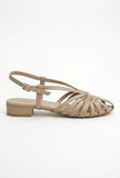Camel Multi-Strap Knotted Slingback Flat Sandals