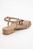 Tjori Camel Multi-Strap Knotted Slingback Flat Sandals