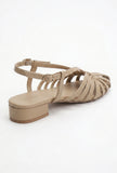 Camel Multi-Strap Knotted Slingback Flat Sandals