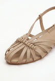 Tjori Camel Multi-Strap Knotted Slingback Flat Sandals