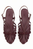 Coral Multi-Strap Knotted Slingback Flat Sandals