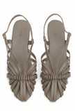 Taupe Multi-Strap Knotted Slingback Flat Sandals