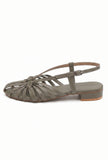 Taupe Multi-Strap Knotted Slingback Flat Sandals