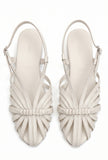 Off White Multi-Strap Knotted Slingback Flat Sandals