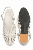 Off White Multi-Strap Knotted Slingback Flat Sandals