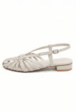 Off White Multi-Strap Knotted Slingback Flat Sandals