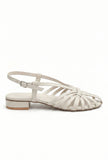Off White Multi-Strap Knotted Slingback Flat Sandals