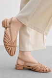 Cream Multi-Strap Knotted Slingback Flat Sandals