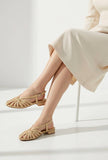 Cream Multi-Strap Knotted Slingback Flat Sandals