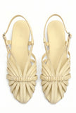 Cream Multi-Strap Knotted Slingback Flat Sandals
