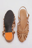 Cream Multi-Strap Knotted Slingback Flat Sandals