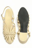 Cream Multi-Strap Knotted Slingback Flat Sandals
