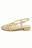 Cream Multi-Strap Knotted Slingback Flat Sandals
