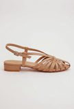 Cream Multi-Strap Knotted Slingback Flat Sandals