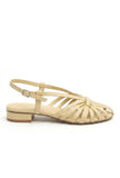 Cream Multi-Strap Knotted Slingback Flat Sandals