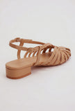 Cream Multi-Strap Knotted Slingback Flat Sandals