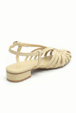 Cream Multi-Strap Knotted Slingback Flat Sandals