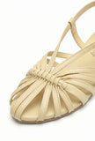 Cream Multi-Strap Knotted Slingback Flat Sandals
