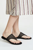 Noir Weave Thong Flat Sandals