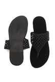 Noir Weave Thong Flat Sandals