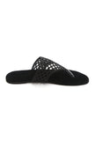 Noir Weave Thong Flat Sandals