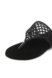 Noir Weave Thong Flat Sandals